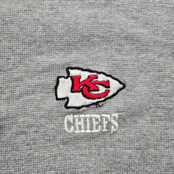 Kansas City Chiefs Tshirt Mens Large Gray Red Henley Knit Long Sleeve NFL - Picture 3 of 8